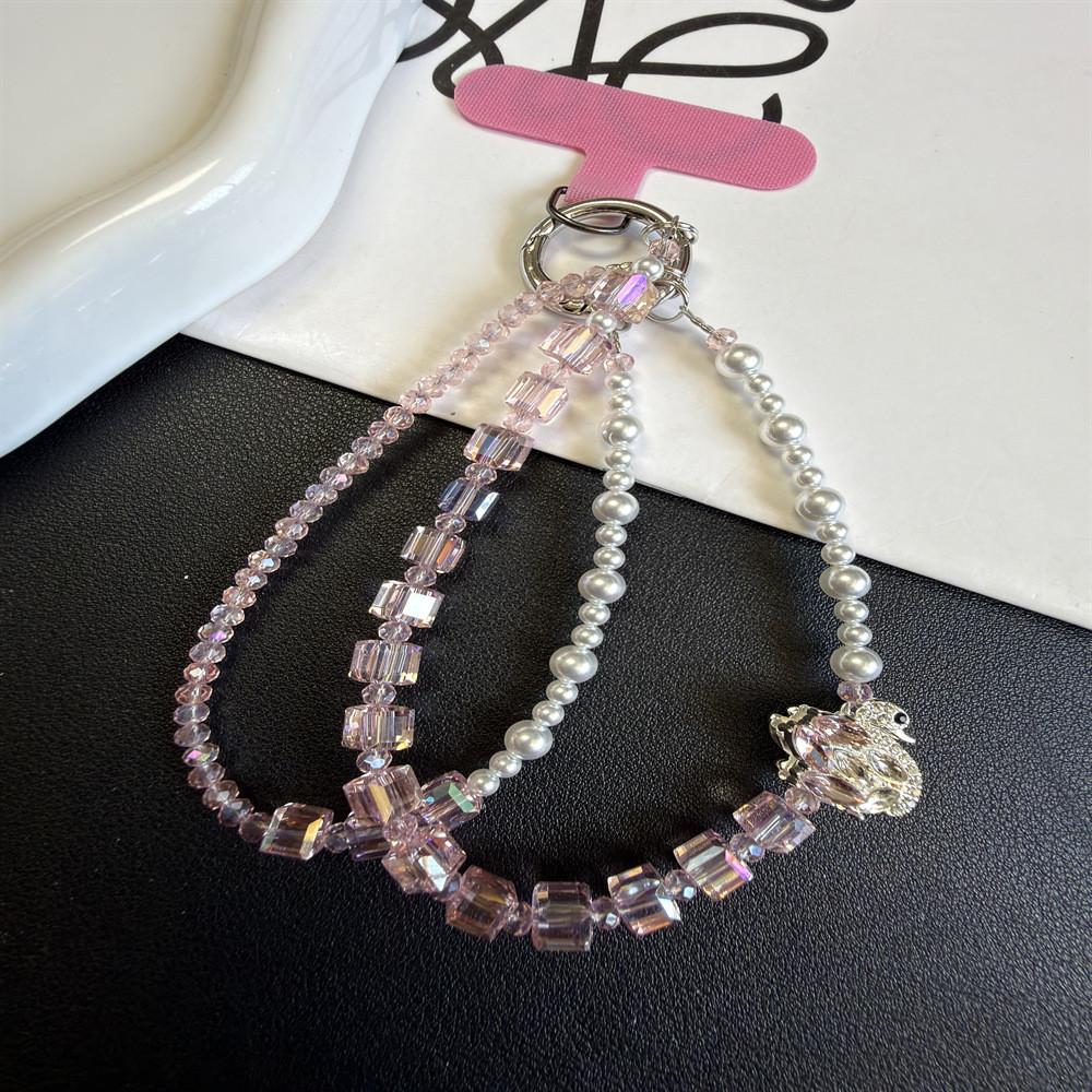 Luxury Water Dazzle Swan Smartphone Lanyard With Double Layer Chain For Women And Men