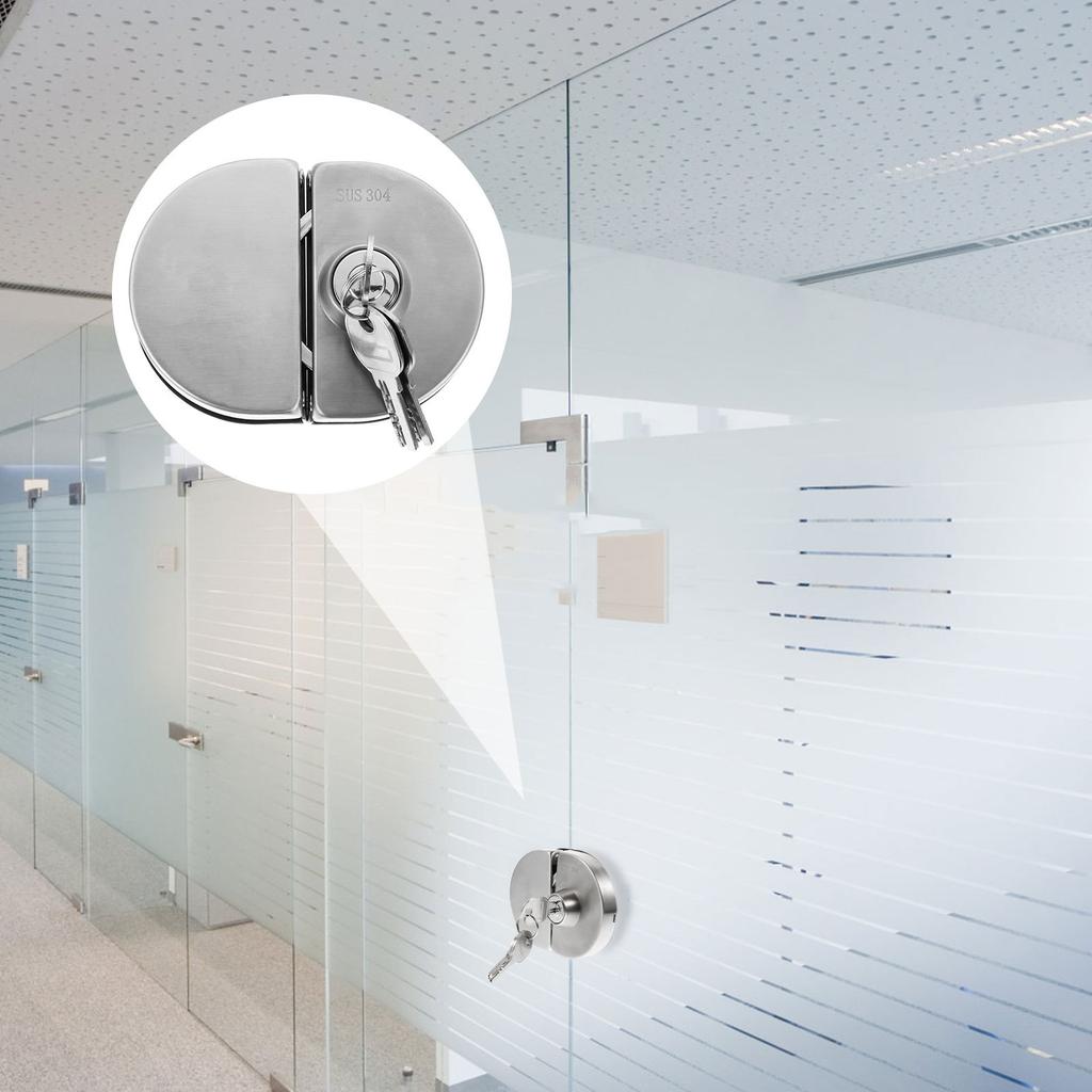 Stainless Steel Double Bolt Glass Door Lock Fit 10-12Mm Thickened Tempered Doors Anti-Theft Safety Catch for Office Family