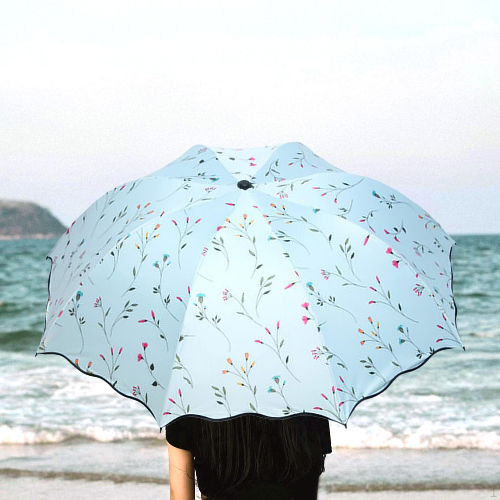 

Складной зонт для путешествий для мужчин и женщин, непромокаемый дождевик, солнцезащитный кошелек Light Blue