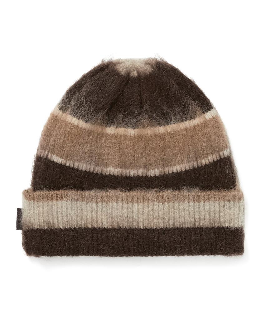 THISISNEVERTHAT Striped Mohair Beanie Brown