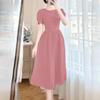 ZANZEA Women Casual Round Neck Summer Short Sleeve Long Dress