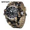 SANDA Women's Trendy LED Dual Display Waterproof Watch with Hourly Chime
