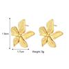Trendy Golden Flower Stud Earrings Stainless Steel Metal Jewelry Simple Texture Floral Earrings Gifts for Women Waterproof