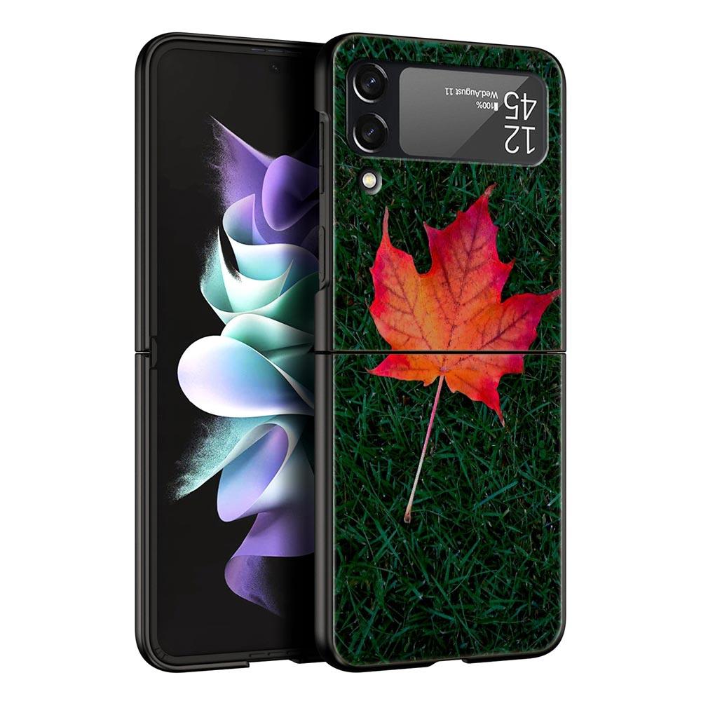 

For Samsung Galaxy Z Flip 3 4 5 Hard Black Folding PC Phone Case Maple Canada Flag love Football For Samsung Z Flip3 Back Cover Galaxy Z Flip 3