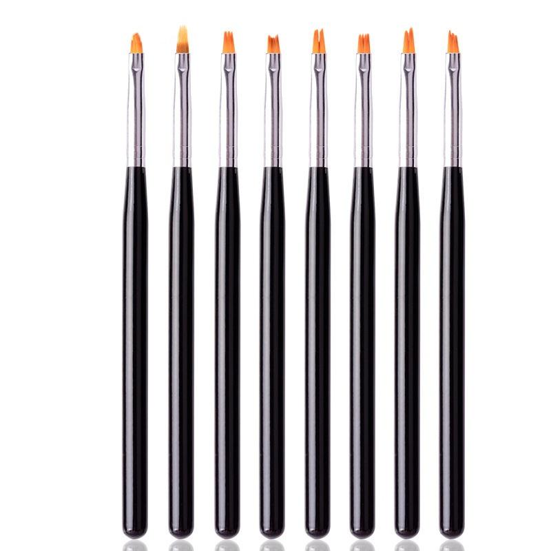 

New 8PCS/Set Short Nail Brushes Painting Pen Pink Petal Drawing Dotting Pen for Nail Design Acrylic Gel Polish Manicure Tools чёрный