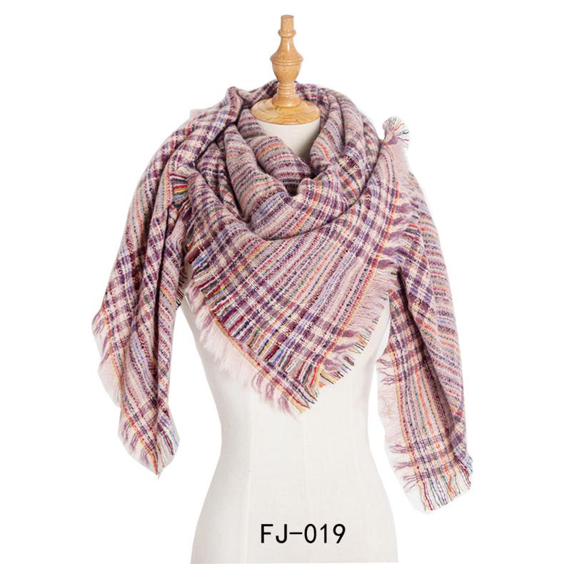 European & American Autumn/Winter Thick Double-Sided Plaid Scarf & Shawl for Women