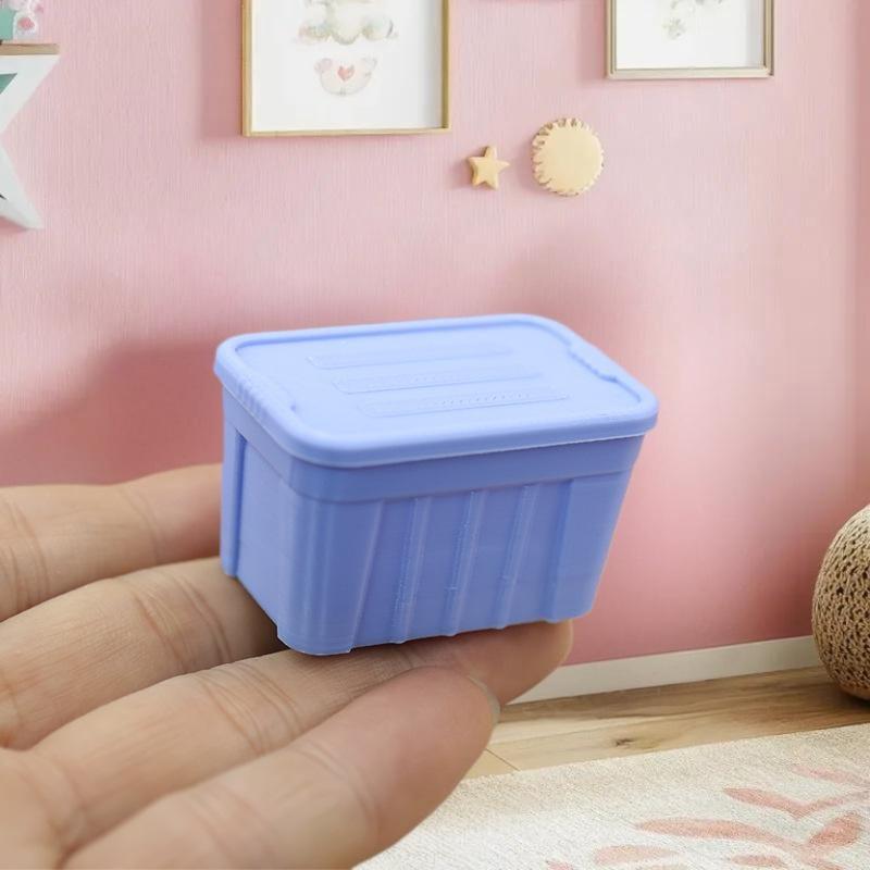 1 Uds 1:12 Cajas de Almacenamiento de Color Mini para Casa de Muñecas con Tapa Modelo Decoración del Hogar Casa de Muñecas Decoraciones de Micro Escena Accesorios Decorativos