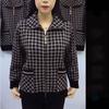 Fashion Small Grid Short Jacket Winter Long Sleeve Middle-aged Mother Zipper Coat Women Casual Plaid Outwear Tops