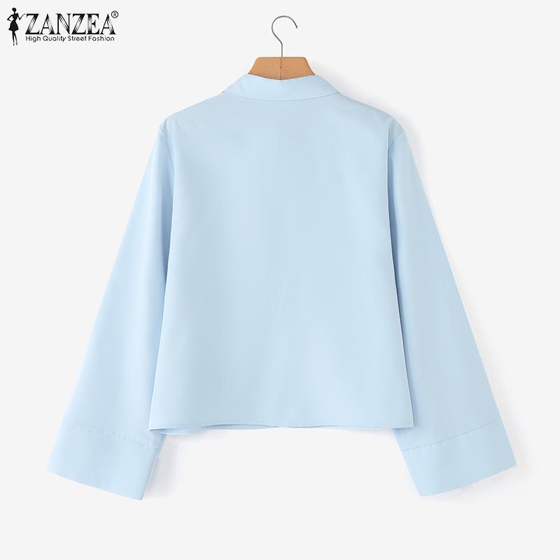 ZANZEA Women Turn Down Collar Loose Casual Btton Blouse