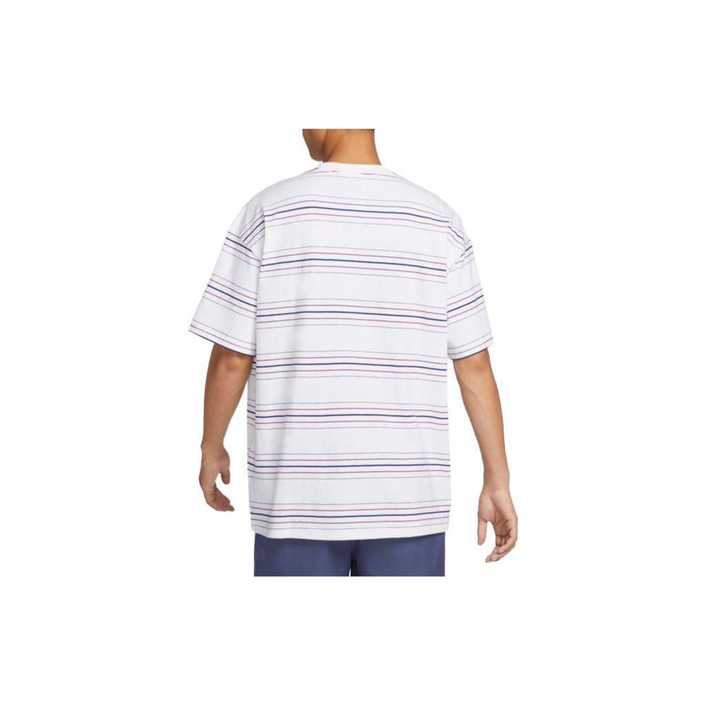 Nike Barcelona Striped Loose Fit Crew Neck Short Sleeve Drop Shoulder T-Shirt Men T-Shirts White FN2657-100