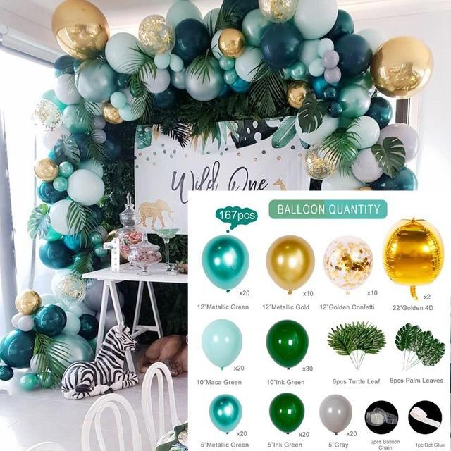 Green Jungle Series Balloon Birthday Party Arch Balloon Set Decoration Balloon Chain