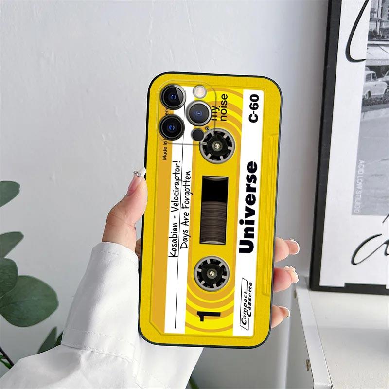 Vintage Music Tapes Cassette Phone Case for iPhone 11 15 Pro Max Case Coque 14 Plus 13 Pro 12 X XS XR 7 8 SE 2020 TPU Soft Cover