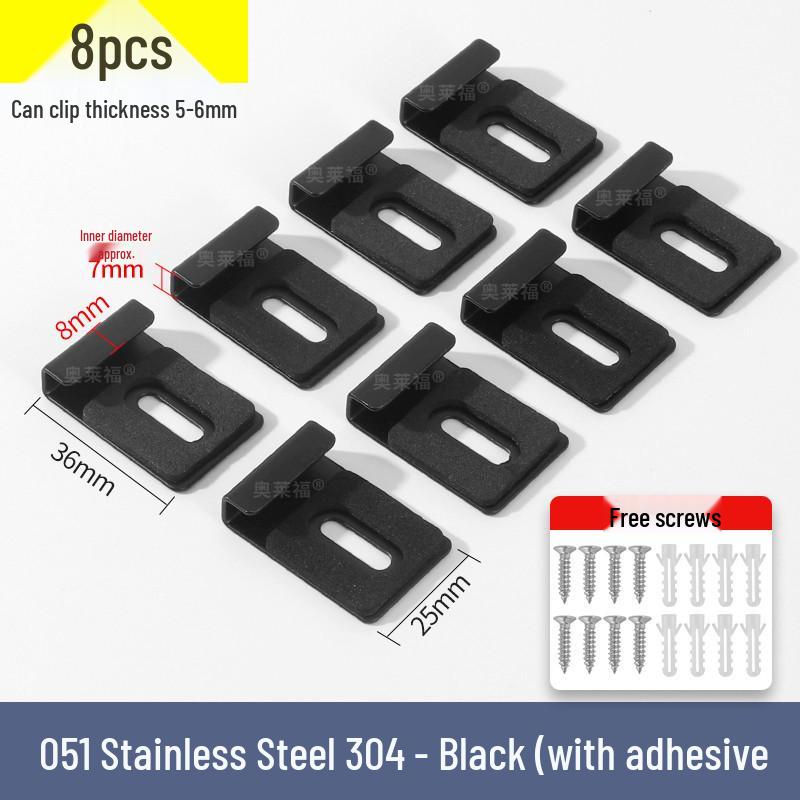 Stainless Steel Mirror Holder Clips, Square, Set of 4