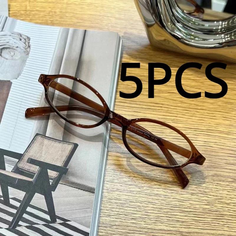 10Pairs Vintage Small Oval Glasses Girls Y2K Style Red Green Frame Glass Eyewear Decorative Outdoor Anti-blue Eyeglasses Gifts