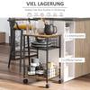 Industrial Design Kitchen Cart 1 Shelf 1 Storage Basket 4 Wheels 40 cm x 30 cm x 62 cm Steel Black + Brown