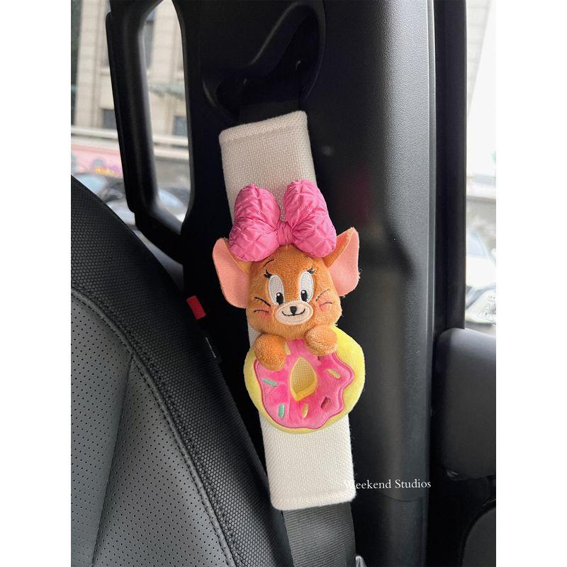 Tom and Jerry Plush Toy Car Seatbelt Shoulder Pad Car Seat Headrest Decoration New Car Gift Jerry Headrest