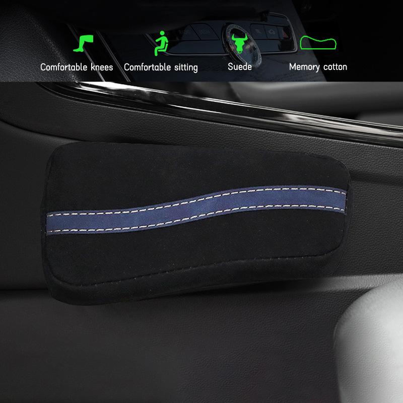 1Pcs Durable Suede Car Armrest Leg Cushion Memory Foam Knee Crash Pad Thigh Support Pillow Universal Auto Accessories