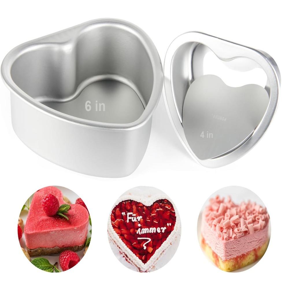 Round Heart-Shaped Cake Mold Aluminium Alloy Non-Stick Cake Pan Mousse Tray Baking Mold Removable Bottom Cake Decorating Tool