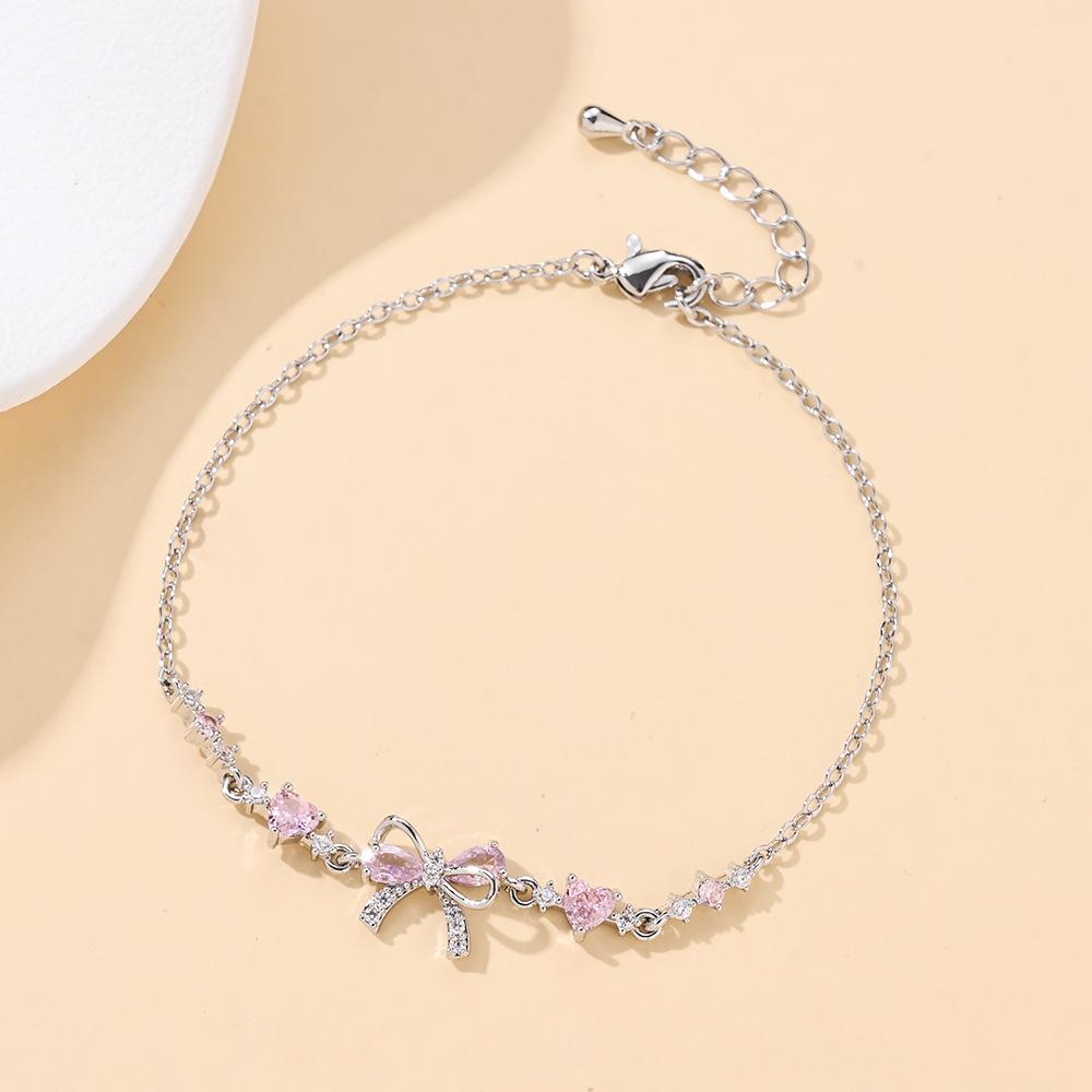New Bow Love Zircon Cute Sweet Bracelet Women's Simple Trend Design Jewelry