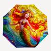 1pc Stained Glass Mermaid Auto-Folding Umbrella - Portable 3-Fold Design with 8-Bone Iron Frame, Perfect for Outdoor Use, Festive Gifts, Travel, Daily