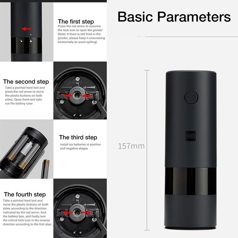 HUOHOU Electronic Salt and Pepper Grinder