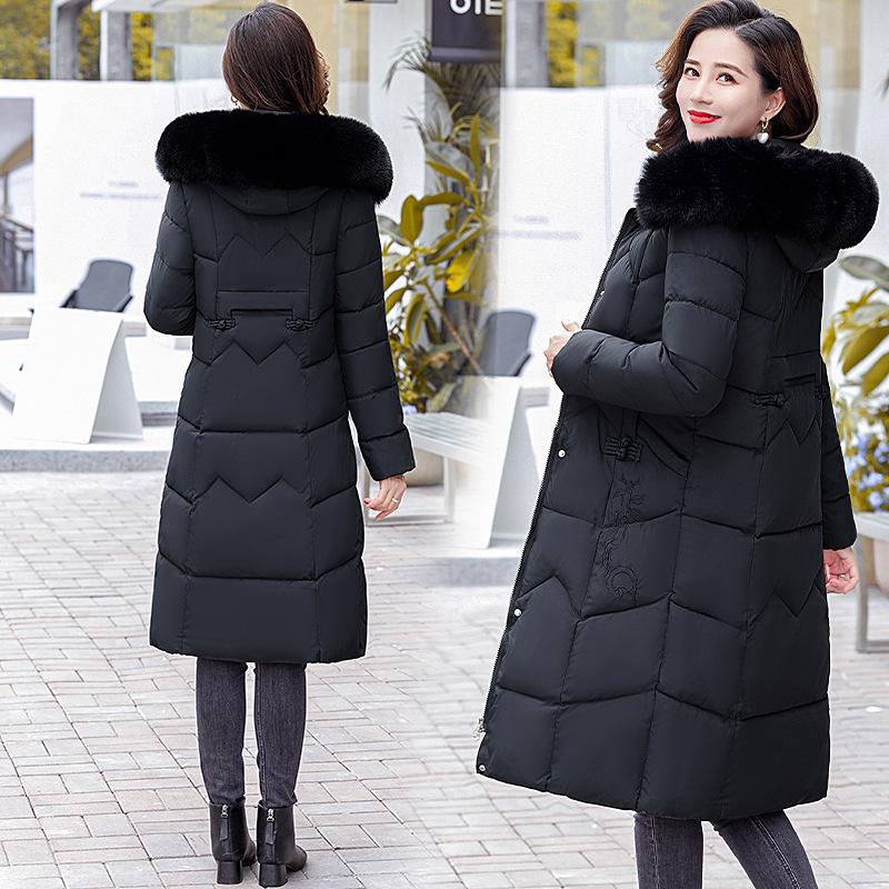 New cotton-padded clothes women's long over-the-knee winter cotton-padded clothes thickened large-size down cotton-padded jackets are trendy.