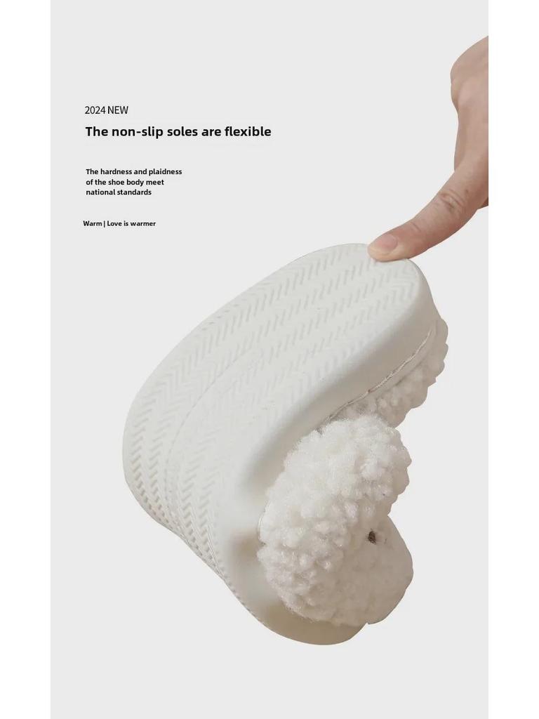 2024 Herbst/Winter Damen Cartoon Bär Baumwolle Plüsch Indoor Hausschuhe – Dicksohlig & Gemütlich