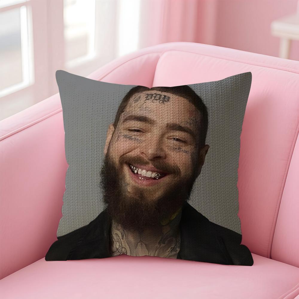 PPost MalonEe Rapper Cushion Cover Natural Linen Pillow Case DoubleSided Print Decorative Sofa Pillowcase Home Decor Gift