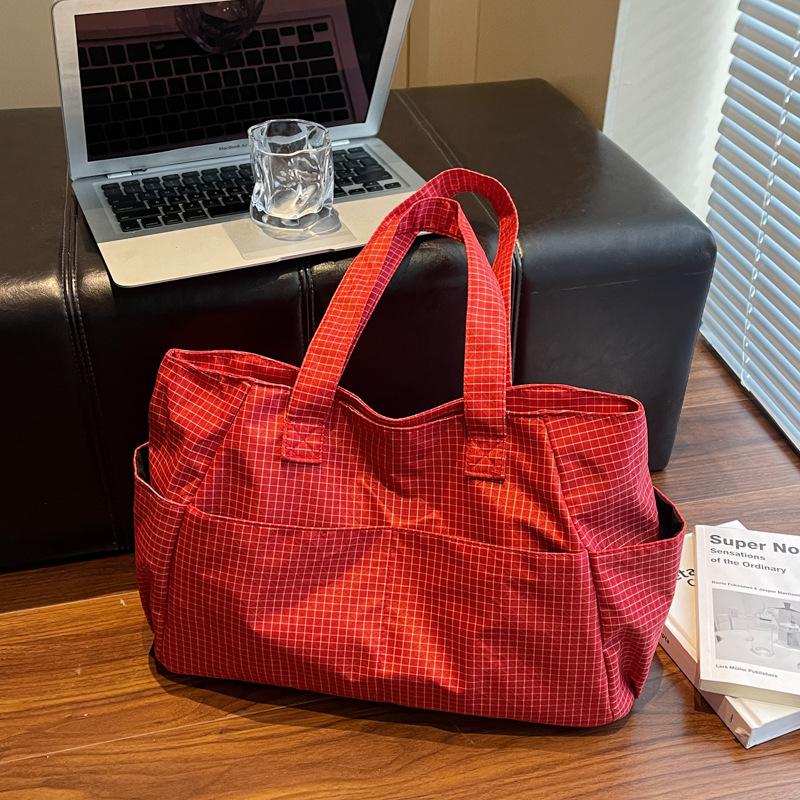 Retro Plaid Women's Large-Capacity Shoulder Tote - Minimalist Fashion Commuter Bag