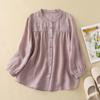 Women's Versatile Spring/Summer Cotton Linen 3/4 Sleeve Loose Casual Cardigan Shirt