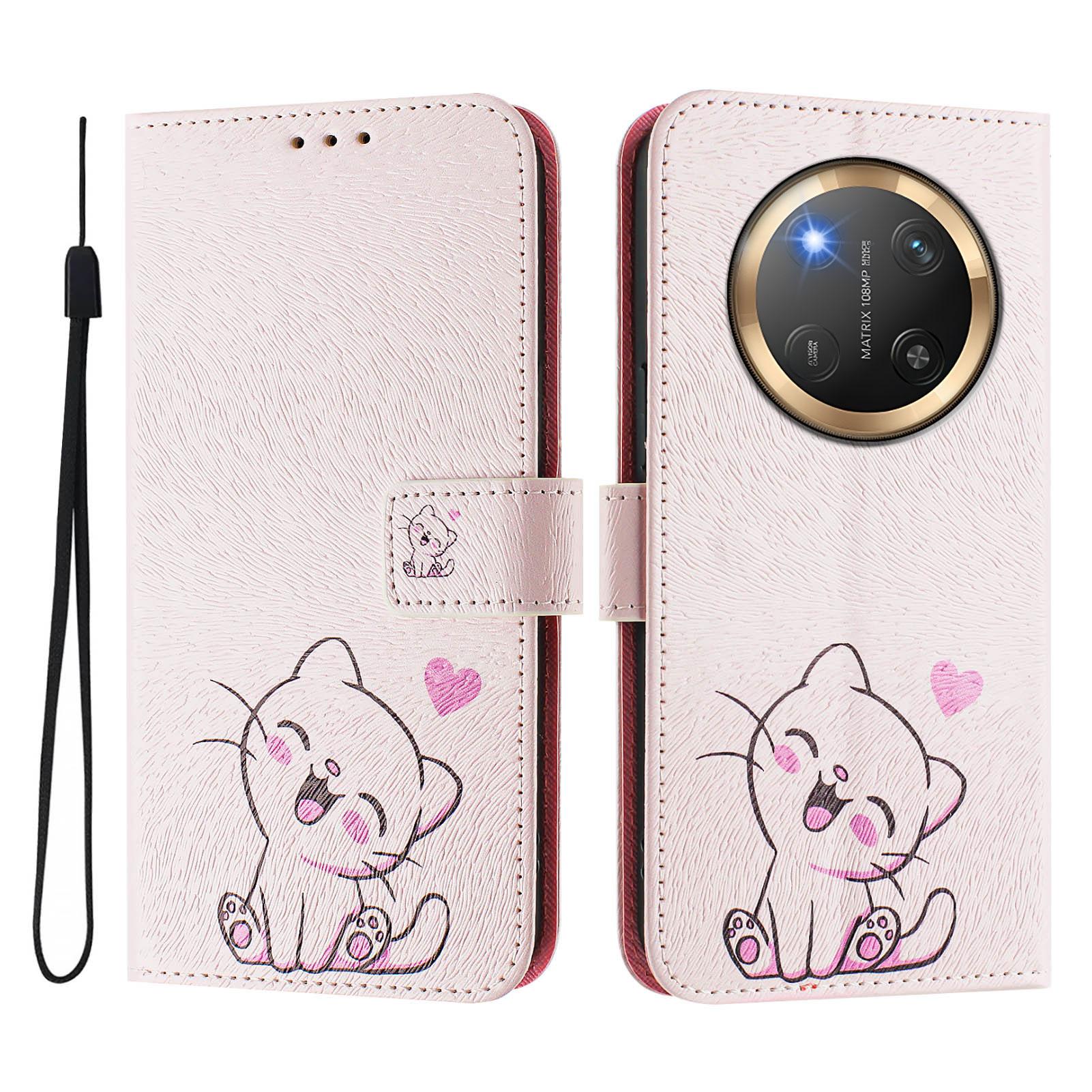 

For Honor Magic7 Lite 5G/X9c 5G/X60 Pro 5G Case Pattern Printing Wallet Phone Cover with Strap Butterfly and Cat