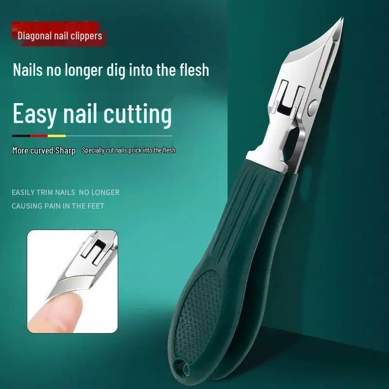 Super Sharp Oblique Nail Clippers: Large Opening, Anti-Splash, Pointed Mouth for Ingrown and Thick Toenails