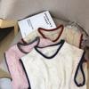 Color Block Round Neck Fried Dough Twists Pattern Knitted Vest for Women Autumn and Winter Loose Knitted Vest