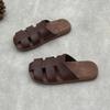Johnature Genuine Leather Flat Slippers Weaving Hollow-out Breathable Casual Women's Slip-on Shoes