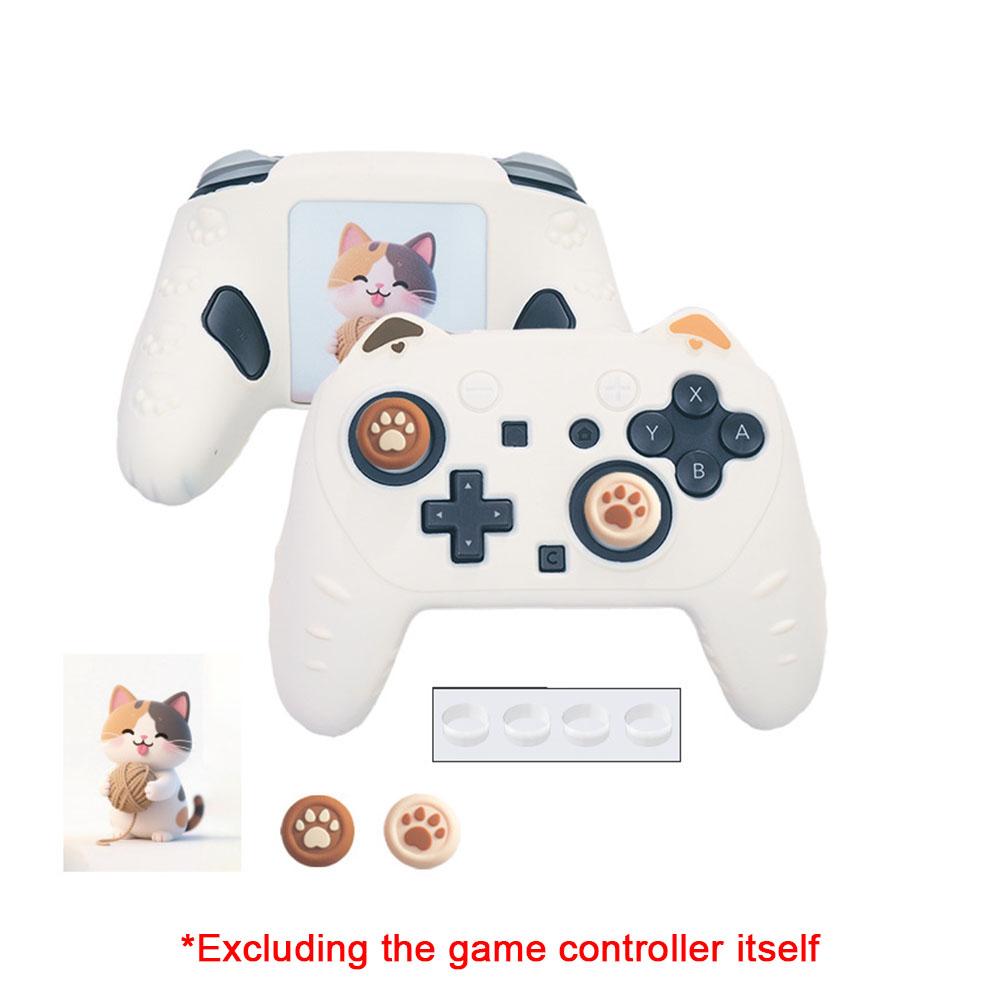 For Switch2 Pro Silicone Cover New Cat Paw Silicone Soft Shell Gamepad Sticker Skin for NS2 Pro Game Controller Case Thumb Stick