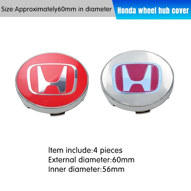 4PCS 56MM/60MM Car Wheel Center Hub Caps Tire Rim Covers Auto Accessories For Honda CITY CIVIC Mugen Pilot Type R Type S Insight