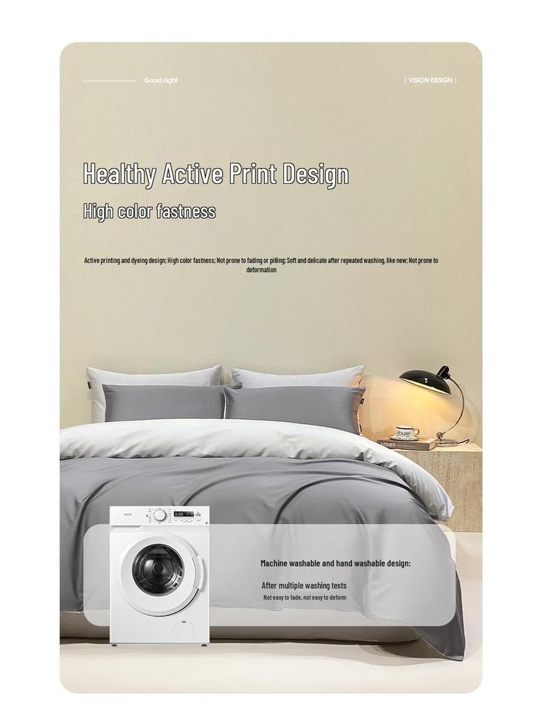 50s Double-Strand Xinjiang Long-Staple Cotton Sateen Solid Color Luxury Bedding Set (4-Piece)