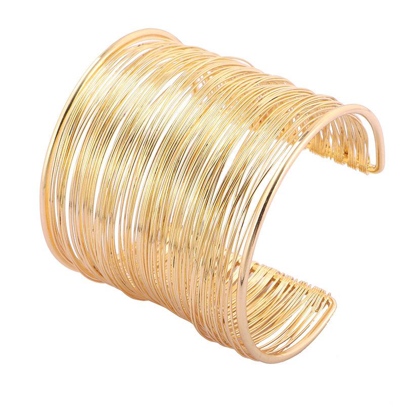 European & American Punk Metal Open Cuff Bracelet: Wide Hollow Bangle Armband