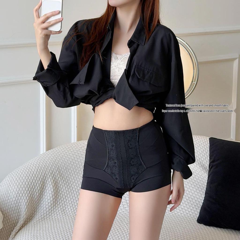 Cool Silk Lace High-Waisted Tummy Control Shaping Shorts with Butt Lift
