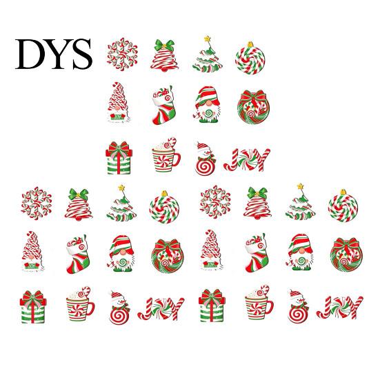 Handmade Wooden Ornaments for Holidays 12/24/36 Pcs Christmas Set, Red Green Striped Candy Cane Tree Country Style Decorations, Xmas Hanging