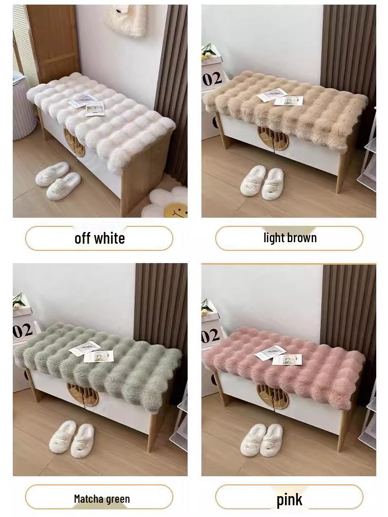 Rabbit Plush Shoe Changing Stool with Cushion and Mat