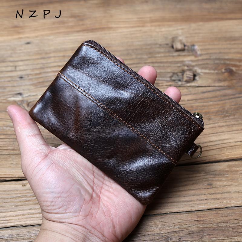 NZPJ Leder Münzen, Geeignet für Männer, Frauen, Mini Reißverschluss Geldbörsen, Kleine Portemonnaies, Damen Portemonnaies, Erste Schicht Rindsleder Herren Kartenhalter