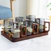 Naijiang Glass Water Cup Set with Wooden Handles