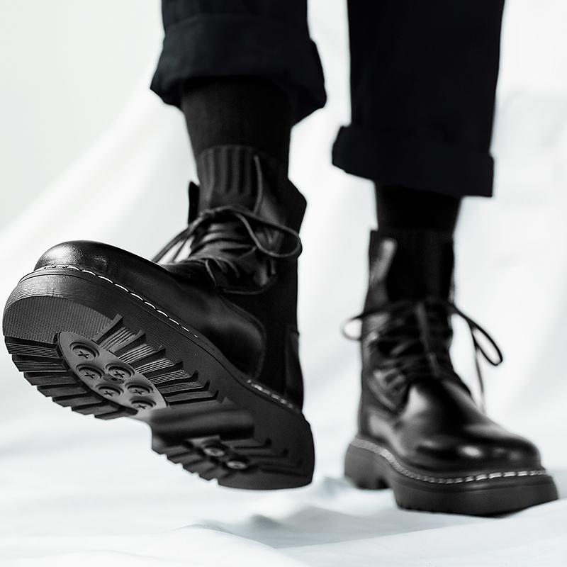 Leder Socke Herren Stiefeletten Herrenschuhe Für Herren Sneakers Herbst Winter Vintage Klassisch Männlich Lässig Motorradschuhe