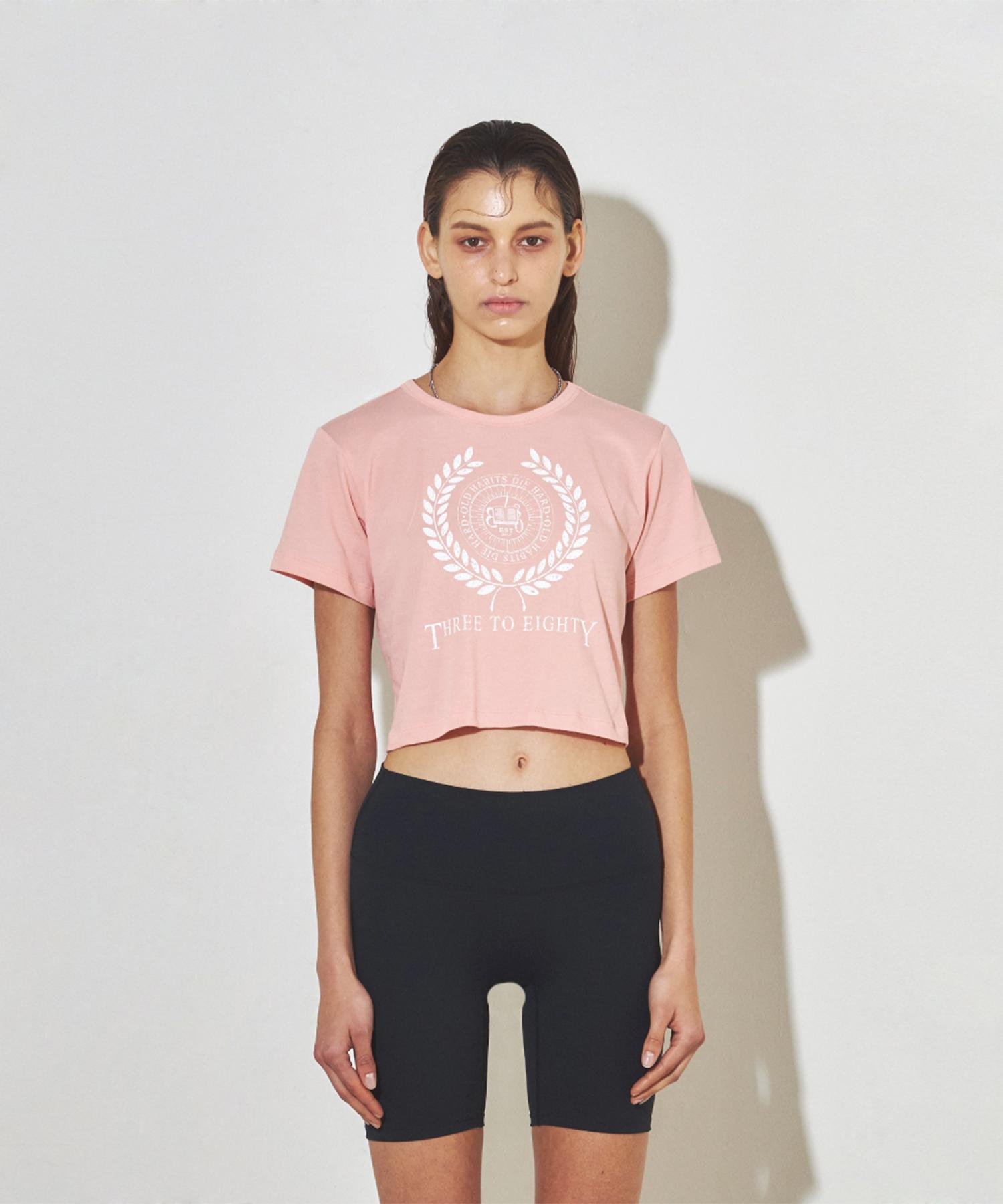 Three To Eighty College Crop T-Shirt (Salmon) Salmon