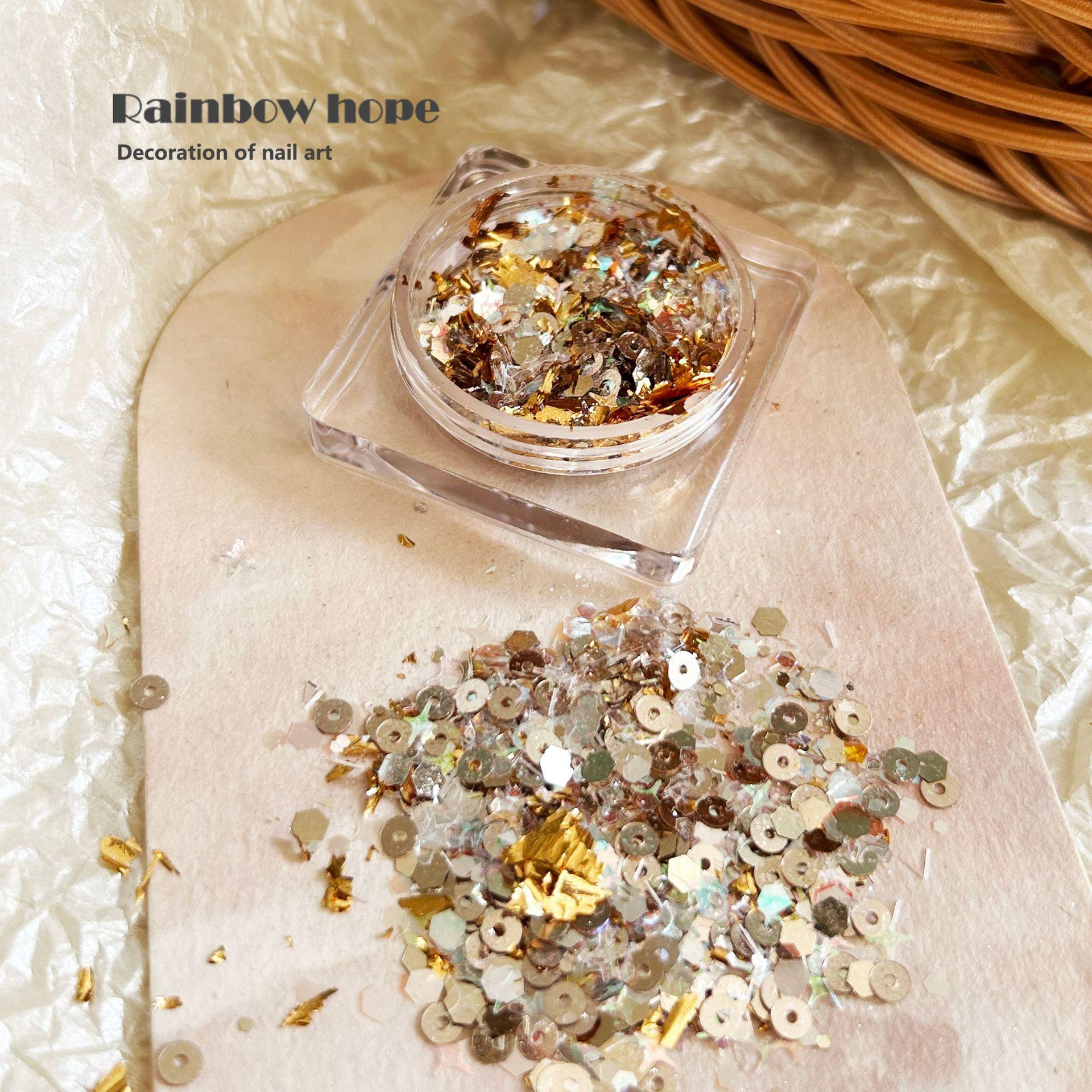Wind Polarized Glitter Gold Foil Nail Art Jewelry Diy Hand-Worn Nail Material Package Nail Decoration