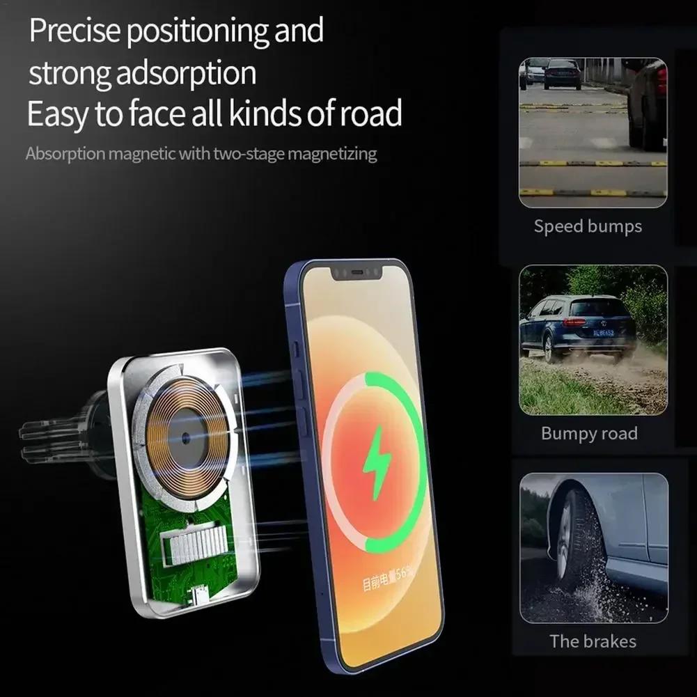 Car Wireless Charger Magnetic 15W Fast Charging Charger Air Vent Car Magnetic Mobile Phone Holder For iPhone12 13 Pro Huawei