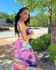 Women's Plus Size Tie-Dye Off-Shoulder Bandeau Dress - Spring/Summer 2025 Fashion