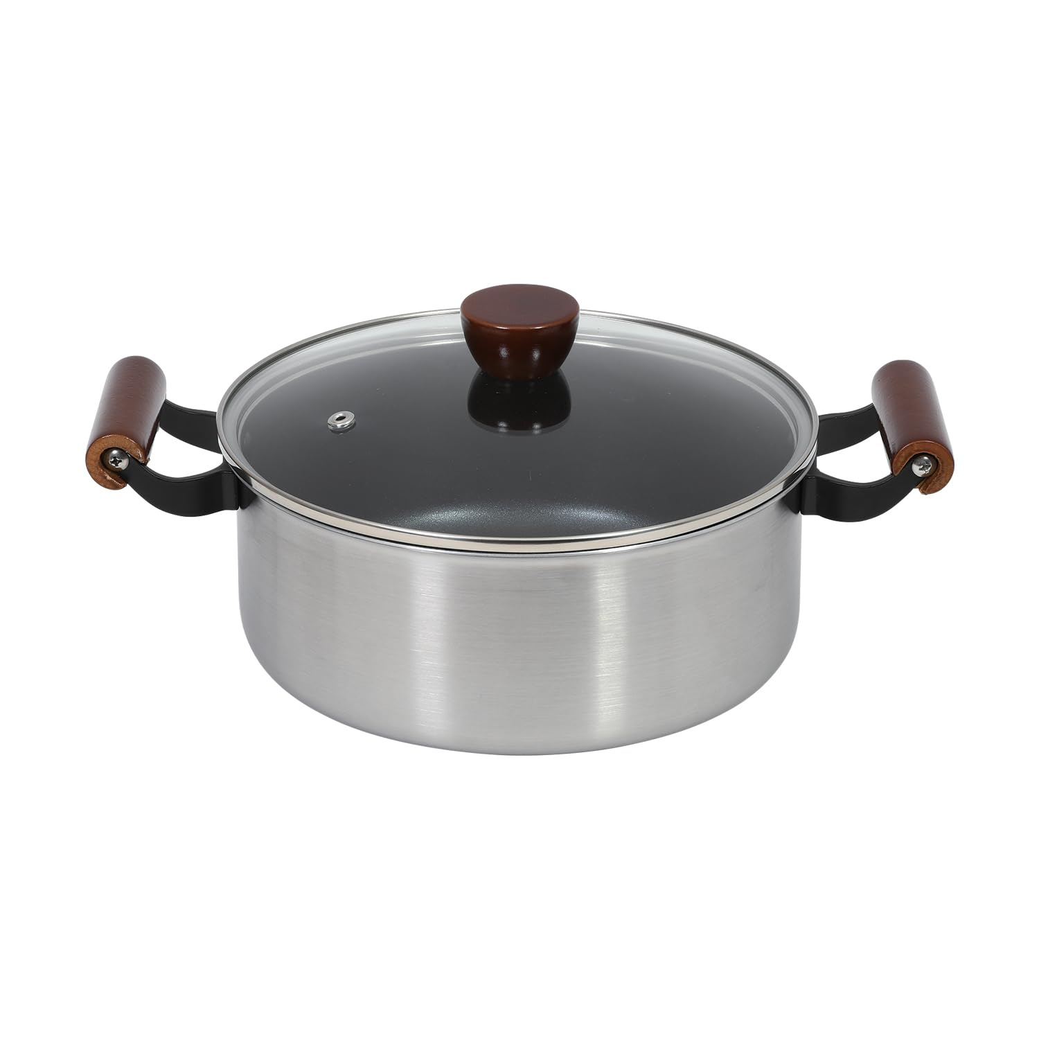 

Pearl Metal Fast Cook 22cm with Glass Induction Lightweight and Durable HC-210 Pot, Lid, Compatible, Double-Layered Diamond-Coated Steel,