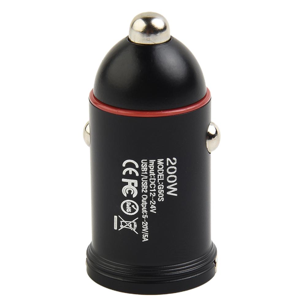 

Автомобильное зарядное устройство из алюминиевого сплава, черное Bluetooth, двойной USB 200W